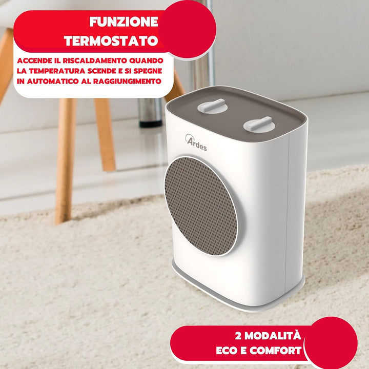 ARDES - AR4P03O SOUND O Oszillierender Keramik-Heizlüfter 1500W, Heizlüfter mit Bedienfeld, oszillie