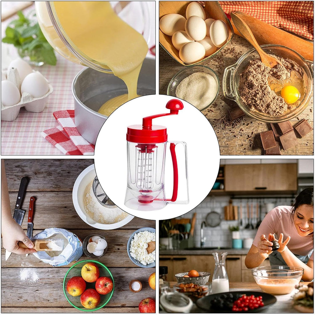 Teigspender Teigportionierer, 900ml Handheld Teigdosierer, Pfannkuchenteigspender Mit Rührfunktion,