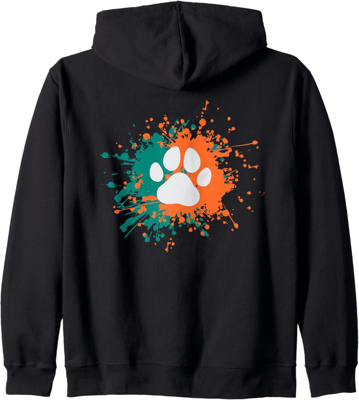Backprint Hunde Pfotenabdruck Farbklecks Kapuzenjacke