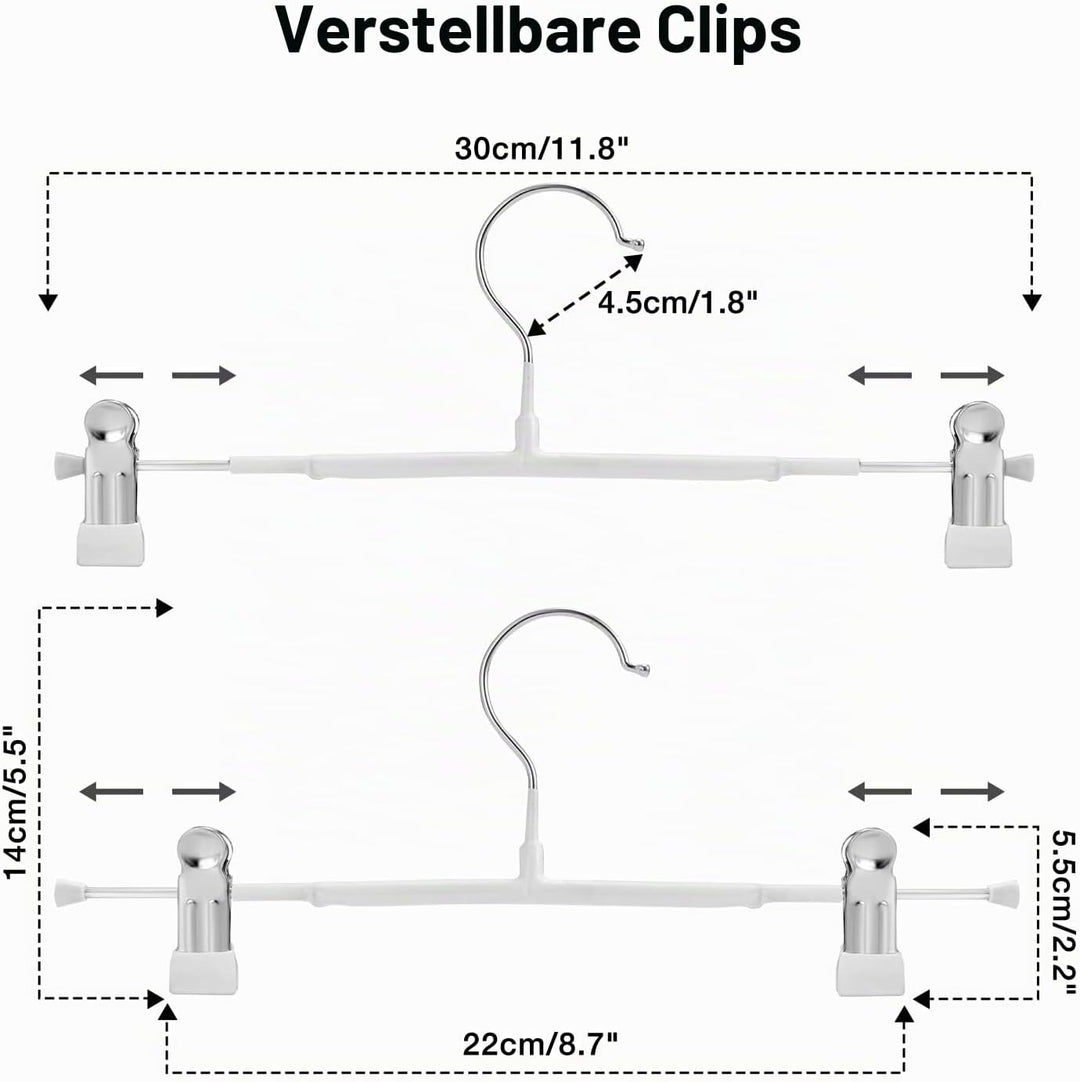 Dünne Hosenbügel, GUANJUNE rutschfeste Hosenbügel mit Verstellbaren Clips, Platzsparende Kleiderbüge