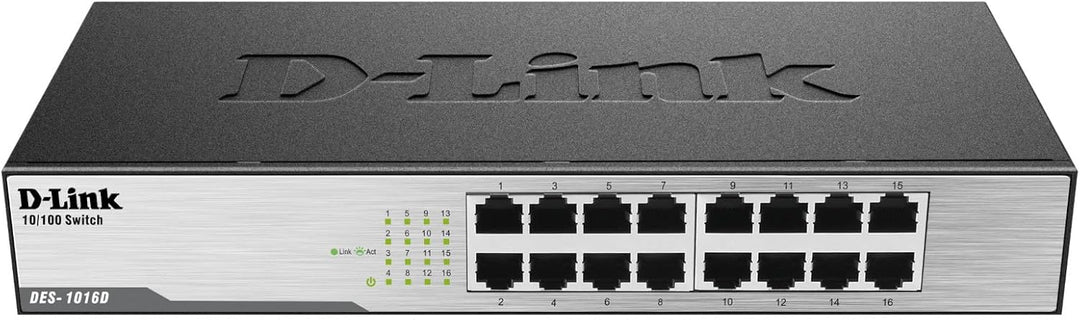 D-Link DES-1016D 16-Port Fast Ethernet Switch (10/100 Mbit/s-Anschlüsse, bis zu 200 Mbit/s im Full-D