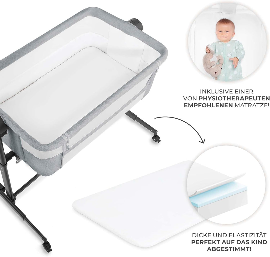 Kinderkraft NESTEE UP 2 Beistellbett 2 in 1, Kinderreisebett mit Matratze Laken, 5-stufige Matratzen