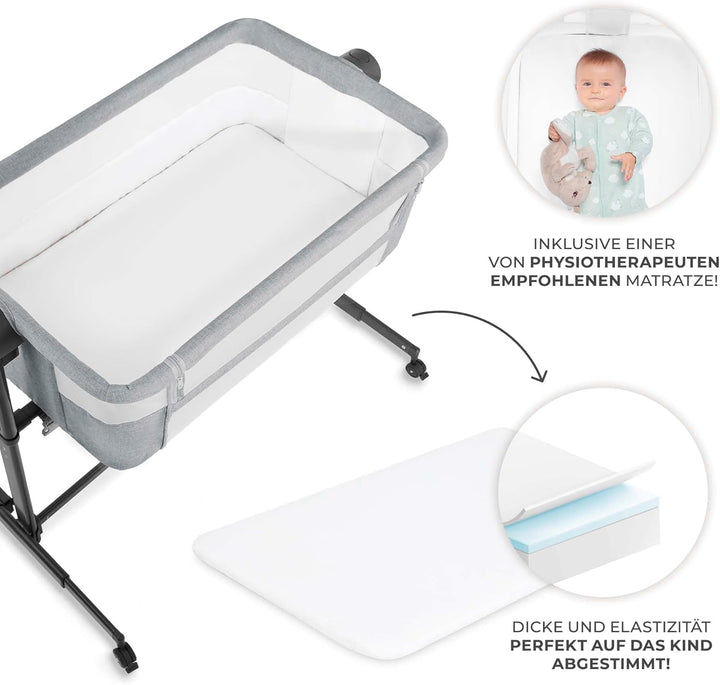 Kinderkraft NESTEE UP 2 Beistellbett 2 in 1, Kinderreisebett mit Matratze Laken, 5-stufige Matratzen