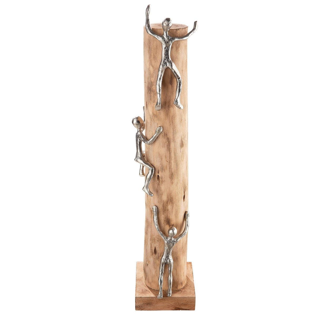 GILDE Deko Skupltur aus Holz/Aluminium - Kletterer - Bergsteiger - hoch hinaus - naturfarben- Höhe 5