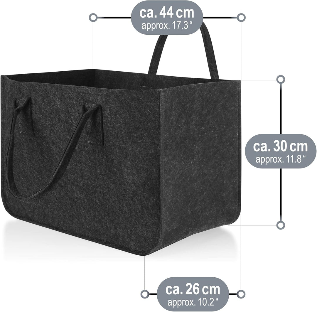 com-four® 2X Filz-Tasche XXL für den Einkauf, Zeitungen, Papier, Spielzeug, Picknick oder Strand, ro
