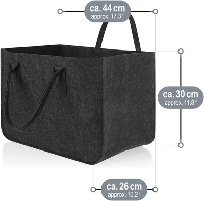 com-four® 2X Filz-Tasche XXL für den Einkauf, Zeitungen, Papier, Spielzeug, Picknick oder Strand, ro