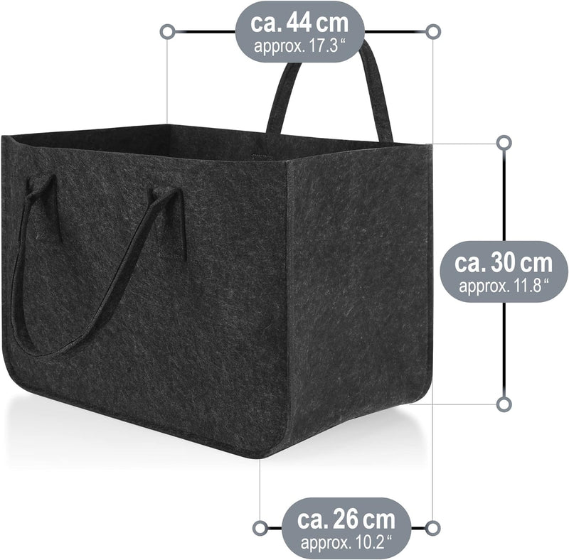 com-four® 2X Filz-Tasche XXL für den Einkauf, Zeitungen, Papier, Spielzeug, Picknick oder Strand, ro