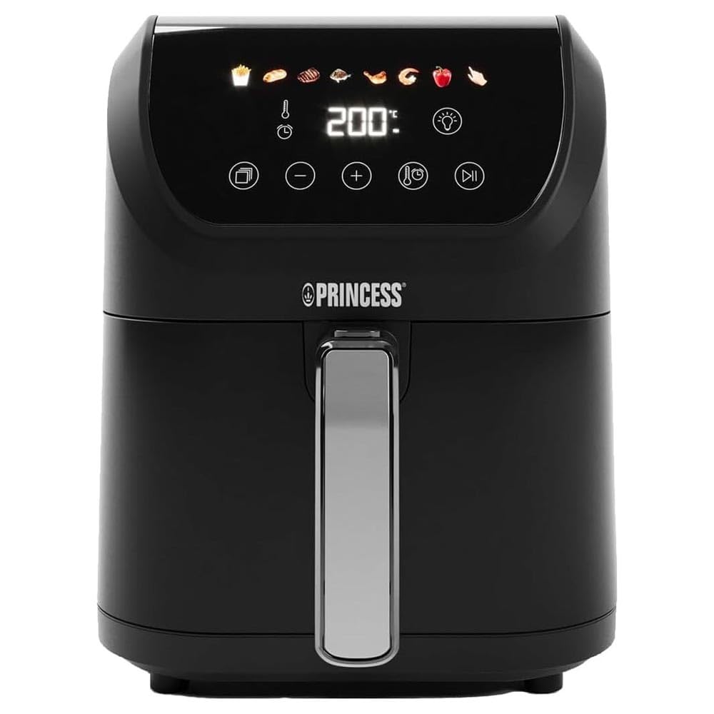 Princess Slim Airfryer 5L - 1500 W - leiser Betrieb (55 db) - Platzsparendes Design - Ölfrei - 8 Koc