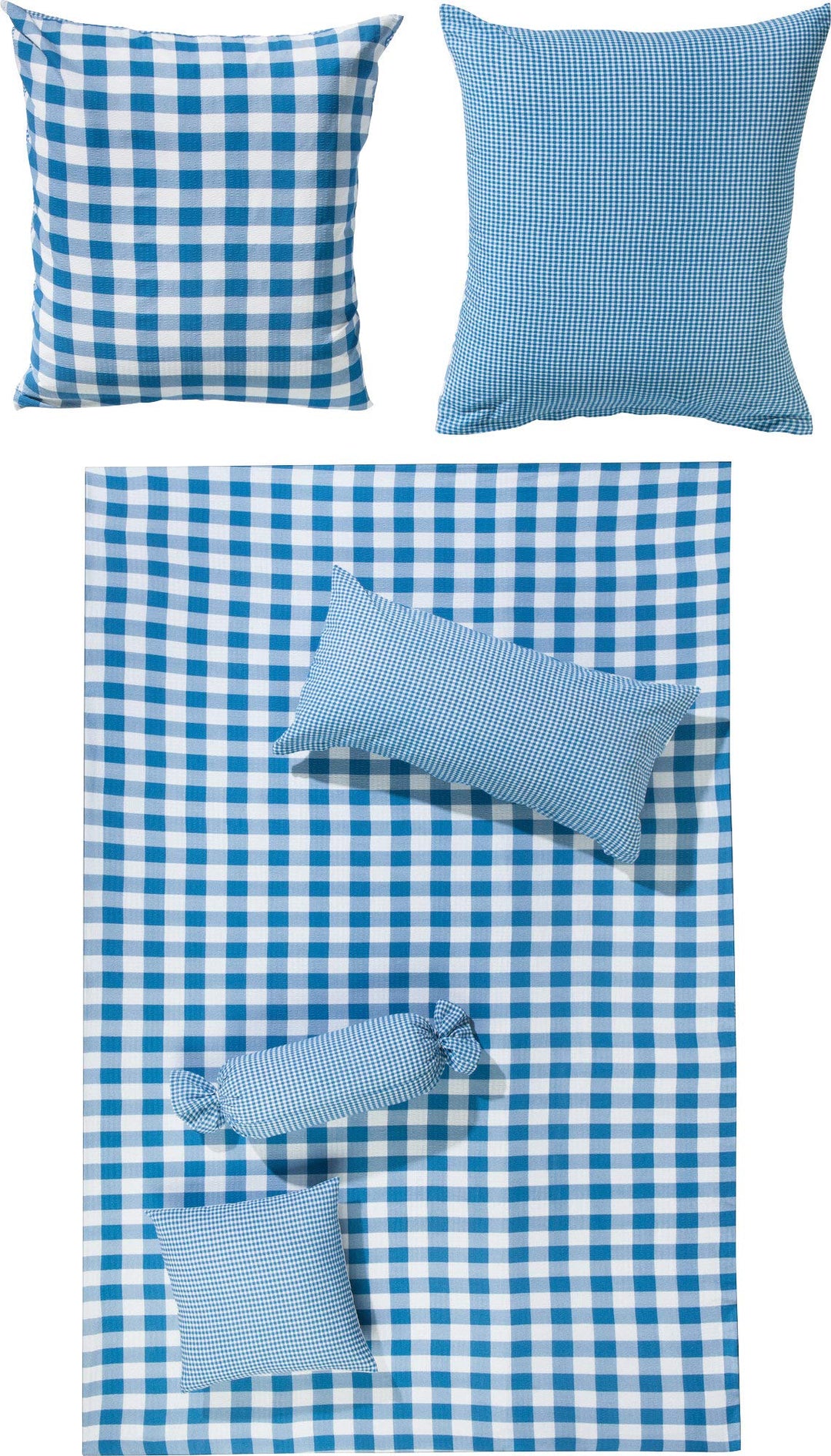 Erwin Müller Wendebettwäsche Seersucker blau-weiss Grösse 135x200 cm (40x80 cm) 135x200 cm (40x80 cm