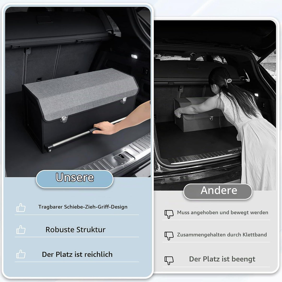 Auto Kofferraum Organizer, Wasserdichte Leder Auto Kofferraumtasche mit Deckel und Stabilem Griff, 6