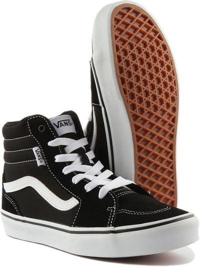 Vans Unisex Kinder Filmore Hi Sneaker 35 EU Suede Canvas Black White, 35 EU Suede Canvas Black White