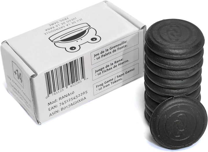 CADENAS ® - 10 Pucks oder Scheiben, Froschspiel, Fassspiel, aus Gusseisen, 40 mm Durchmesser, 8 mm d