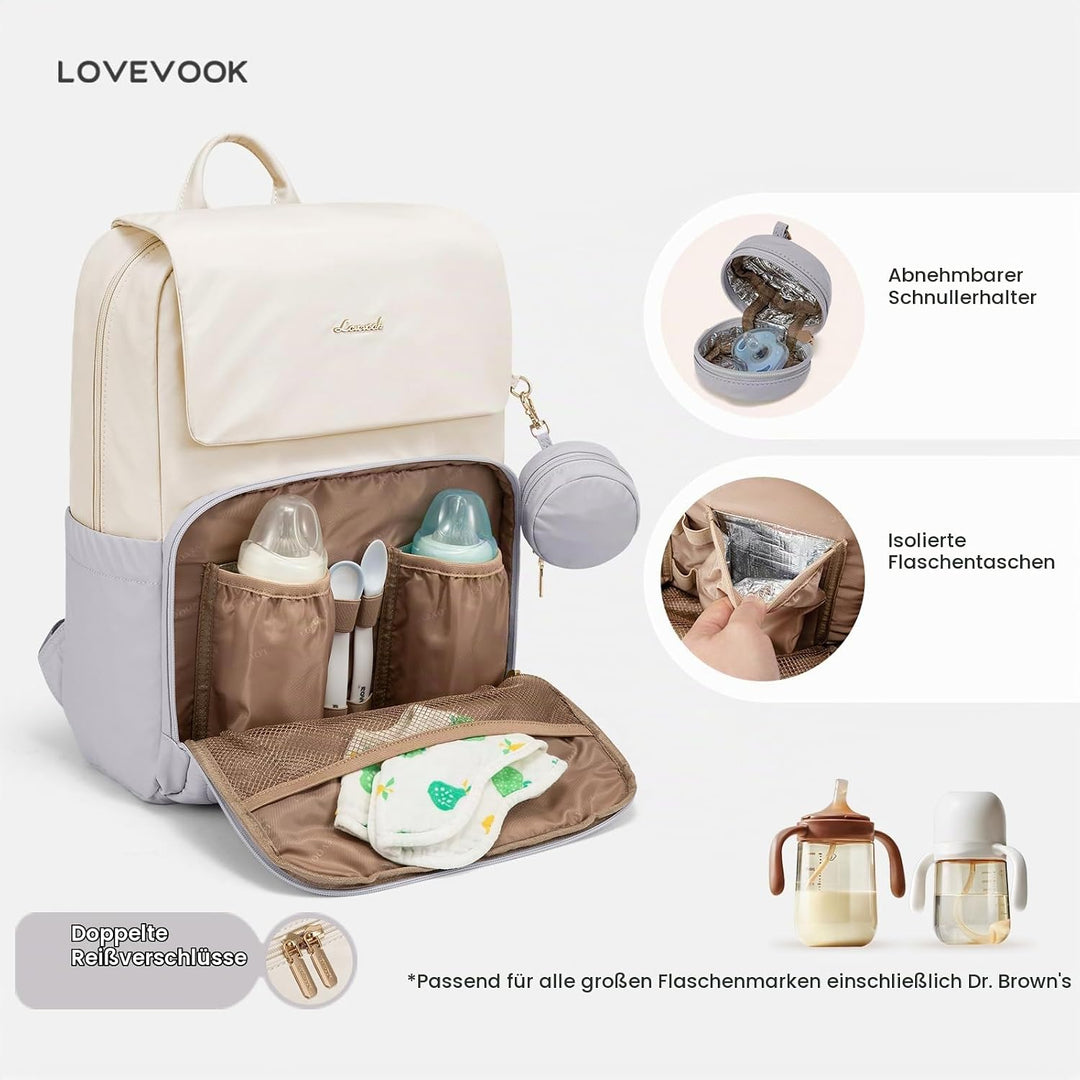 LOVEVOOK Wickelrucksack Gross Wickeltasche Rucksack Diaper Bag für Mama Papa | Lässig Babytasche mit