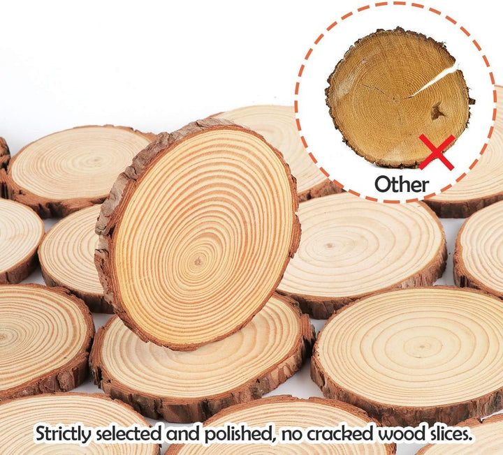 ilauke 16 Stücke Holzscheiben Holz Log Scheiben 9-10cm Runde Naturholz Baumscheiben Ca.10mm Dicke fü