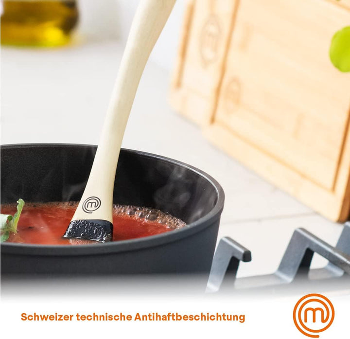 MasterChef Topf Klein mit Glasdeckel, Induktions Töpfe, Pastatopf, Suppentopf, Schwarz Aluminium-Koc
