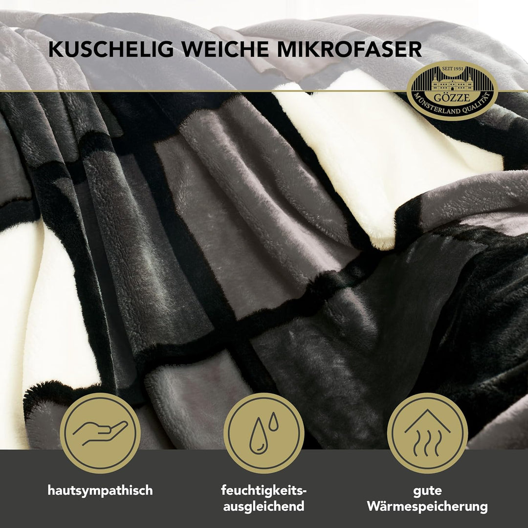 Gözze - Weiche Kuscheldecke, Cashmere Feeling, Hohes Stoffgewicht 500 g/m², Antigua, 150 x 200 cm -