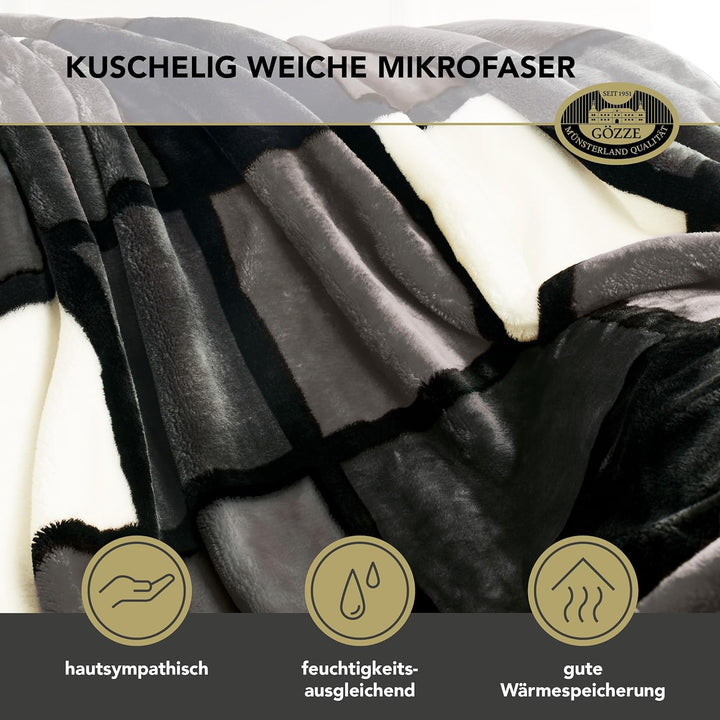 Gözze - Weiche Kuscheldecke, Cashmere Feeling, Hohes Stoffgewicht 500 g/m², Antigua, 150 x 200 cm -
