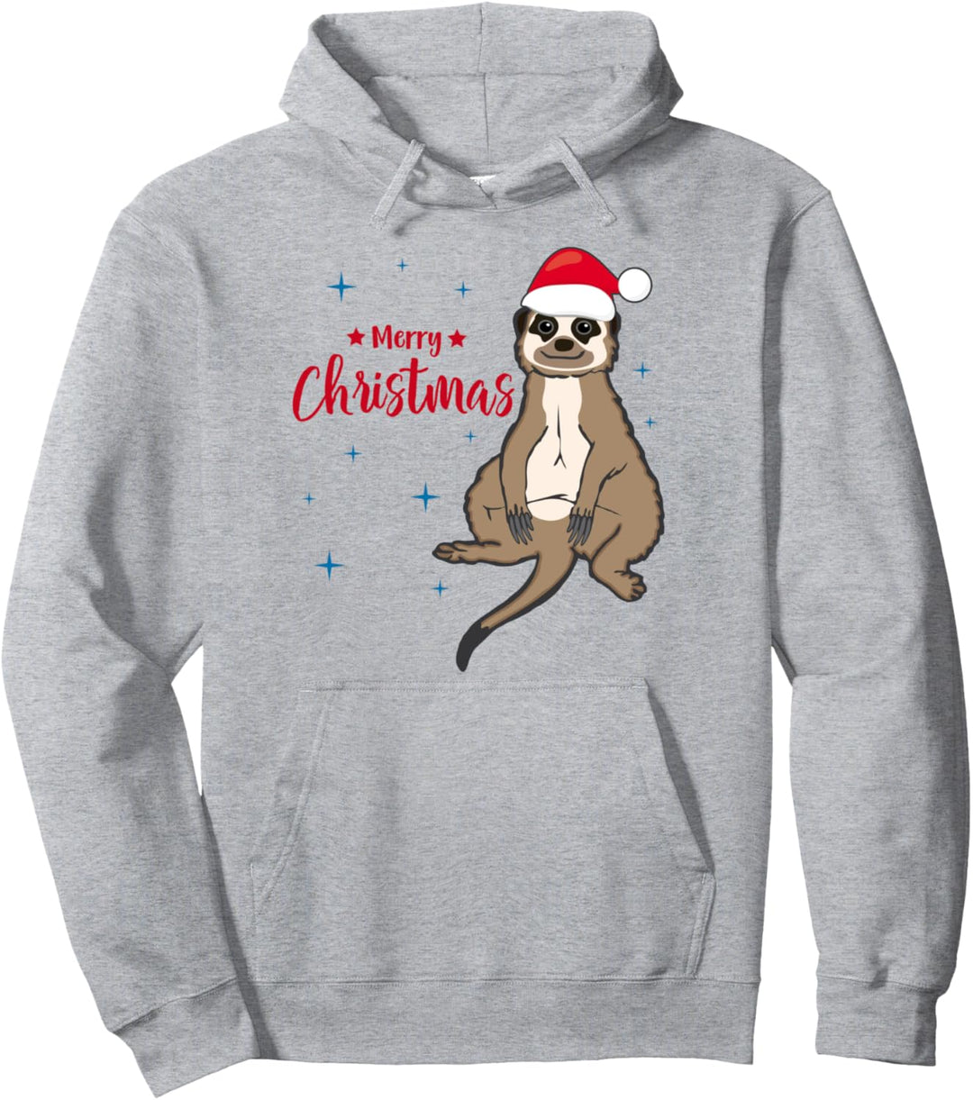 Erdmännchen Mit Weihnachtmütze Merry Christmas Weihnachten Pullover Hoodie