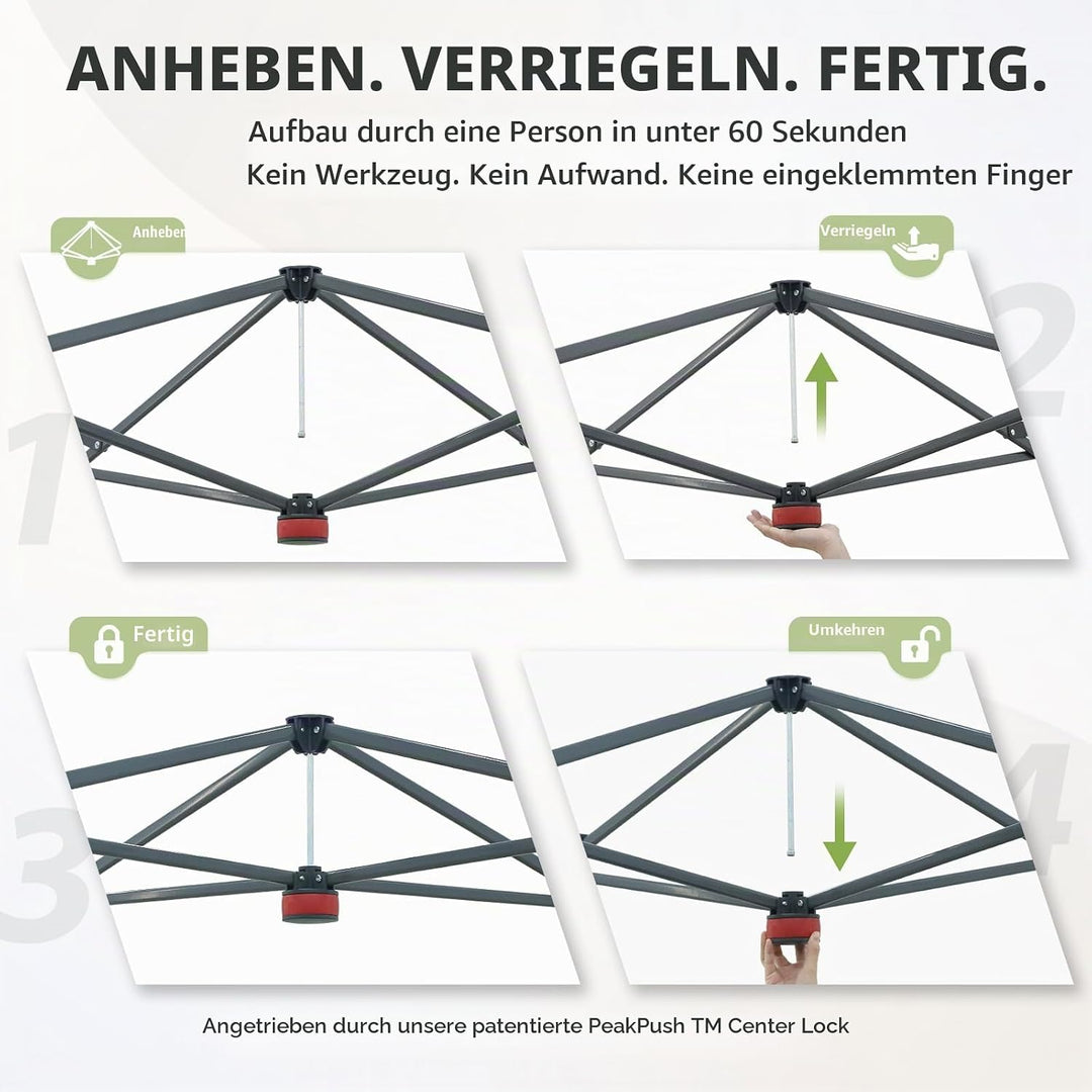 EAGLE PEAK Schräge Beine Faltbar Pavillon 4x4m Wasserdicht Camping Pop-up Faltpavillon mit Seitentei