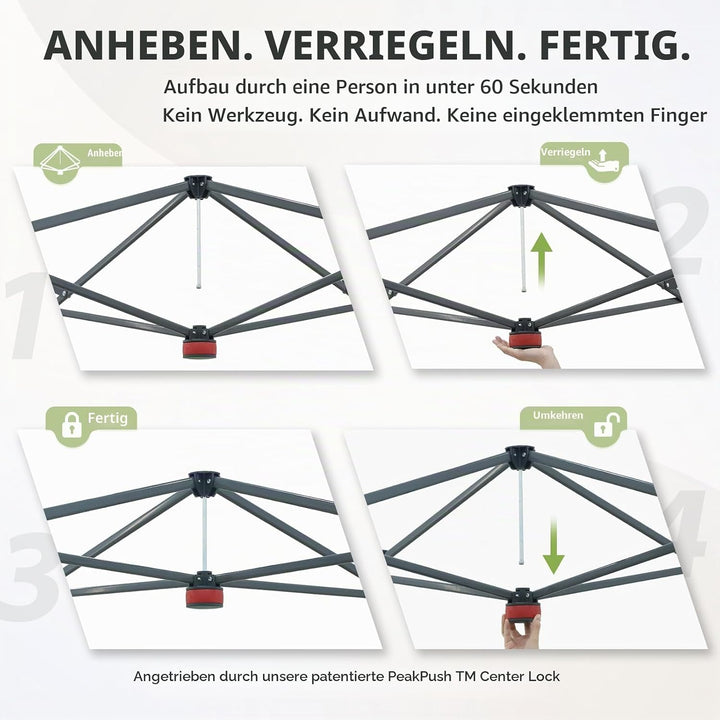 EAGLE PEAK Schräge Beine Faltbar Pavillon 4x4m Wasserdicht Camping Pop-up Faltpavillon mit Seitentei