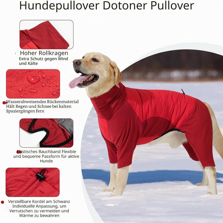 Dotoner Winter Hundemantel mit Beinen, Elastischer Hundejacke Hund-Overall Fleecefutter Warm, Winddi