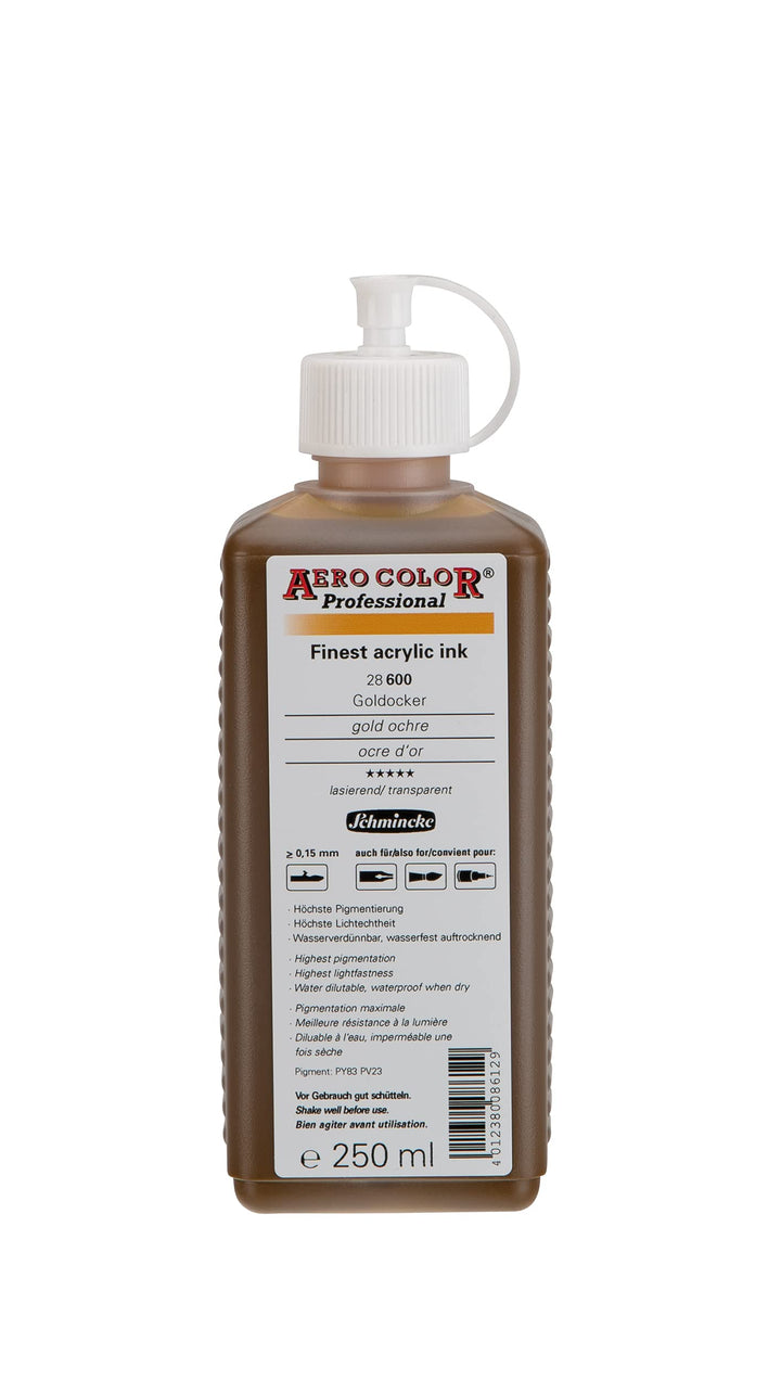 Schmincke - AERO COLOR Professional, Goldocker 250 ml, 28600027, feinst-flüssige, farbstarke Acrylfa