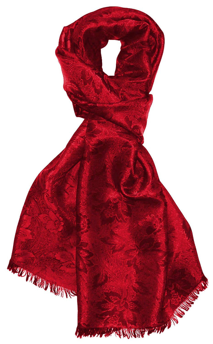 Lorenzo Cana Herrenschal elegant gewebt in Damastwebung florales rotes Paisleymuster aus Viskose mit