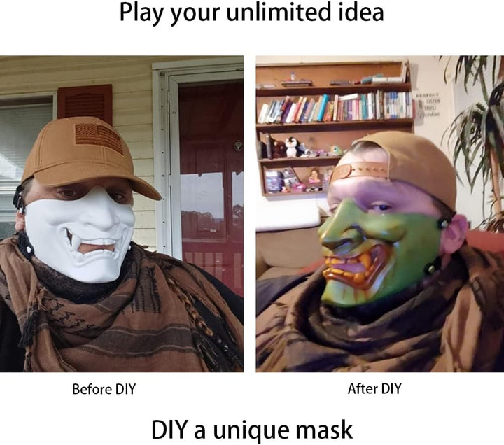 AOUTACC Airsoft Half Face Masks, Evil Demon Monster Kabuki Samurai Hannya Oni Half Face Protective M