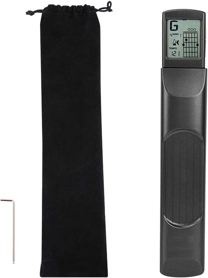 Eujgoov Pocket Guitar Chord Practice Tool, Mini-6-Bund-Akkordtrainer mit Drehbarem Chart-Bildschirm