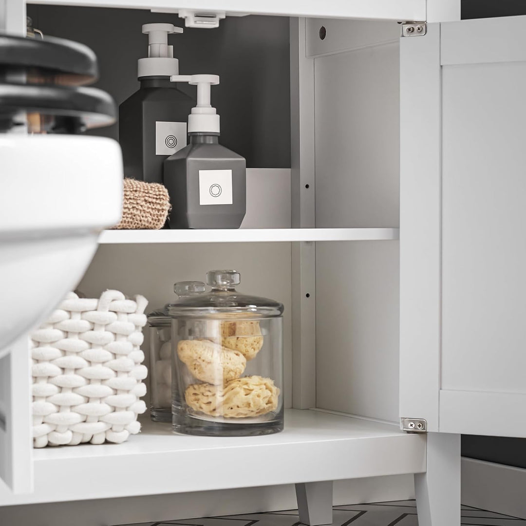SoBuy Waschbeckenunterschrank – Badezimmer Unterschrank – Badschrank mit 2 Türen, grosser Stauraum &