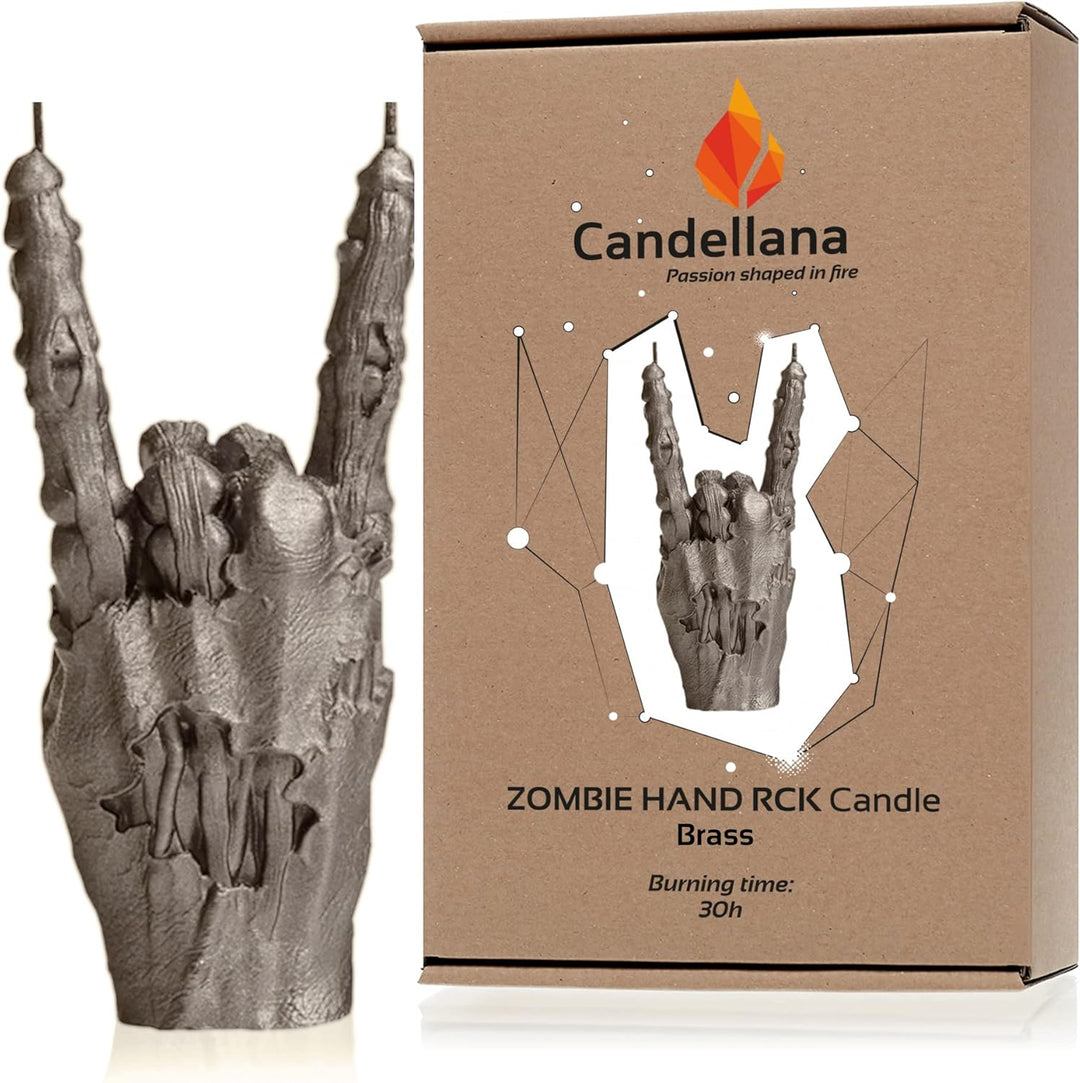 Candellana Kerze RCK Zombie Hand Low Poly, Höhe: 22,2 cm, Handgemacht in der EU Brass, Brass