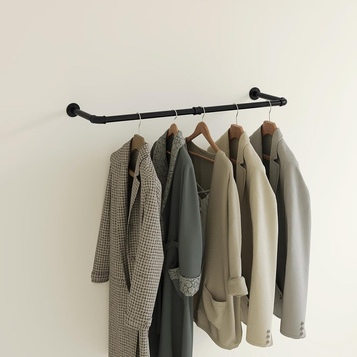 eSituro Kleiderstange Wandmontage 100cm, Kleiderständer für die Wand, Industrierohr Kleiderstangen,