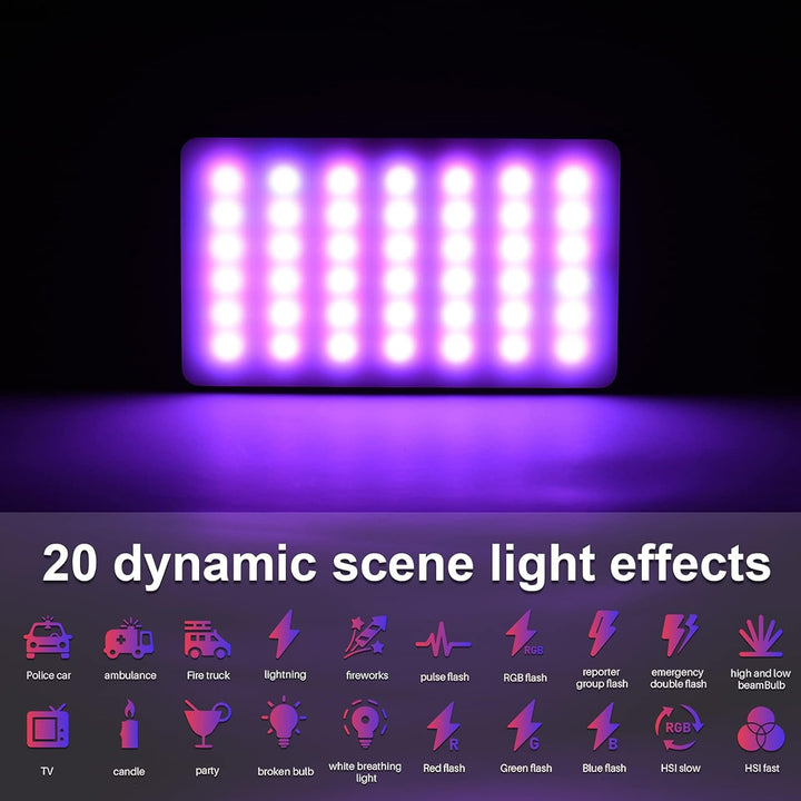 Andoer W140 RGB LED Videoleuchte Beleuchtungsset, Kamera Licht CRI95+ 2500K-9000K Dimmbar mit Deskto