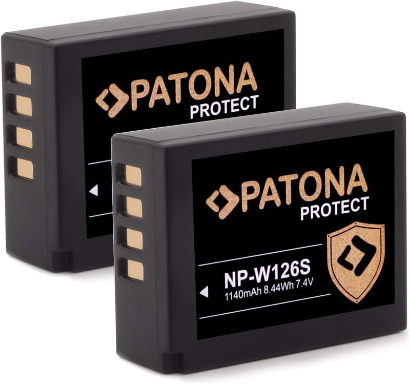 PATONA Protect NP-W126s NP-W126 Akku 2x (1140mAh) mit NTC-Sensor und V1 Gehäuse - ohne Verwendungsei