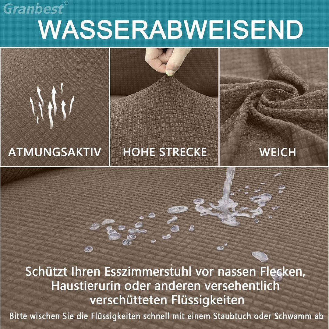 Granbest Premium Wasserdicht Esszimmerstuhl Abdeckungen Satz Von 6, Elastische Hohe Zurück Stuhlhuss