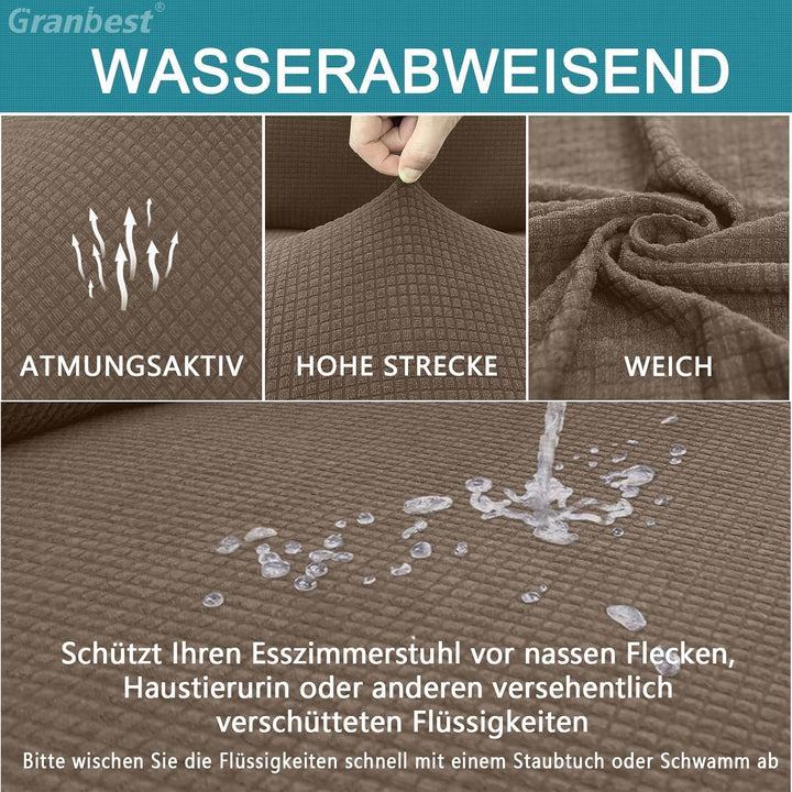 Granbest Premium Wasserdicht Esszimmerstuhl Abdeckungen Satz Von 6, Elastische Hohe Zurück Stuhlhuss