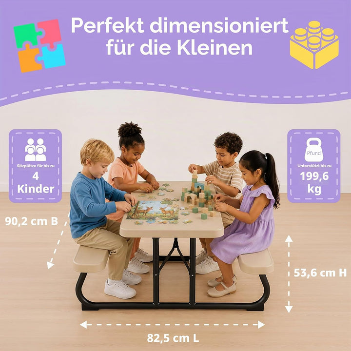 LIFETIME Picknicktisch, leichtgewichtig, zusammenklappbar Beige, Beige