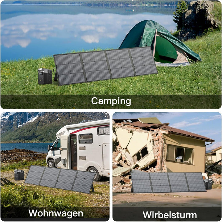 220W Tragbares Solarpanel, Leichtes Faltbares 20V Solarpanel mit Verstellbarem Ständer, IP67 Wasserd
