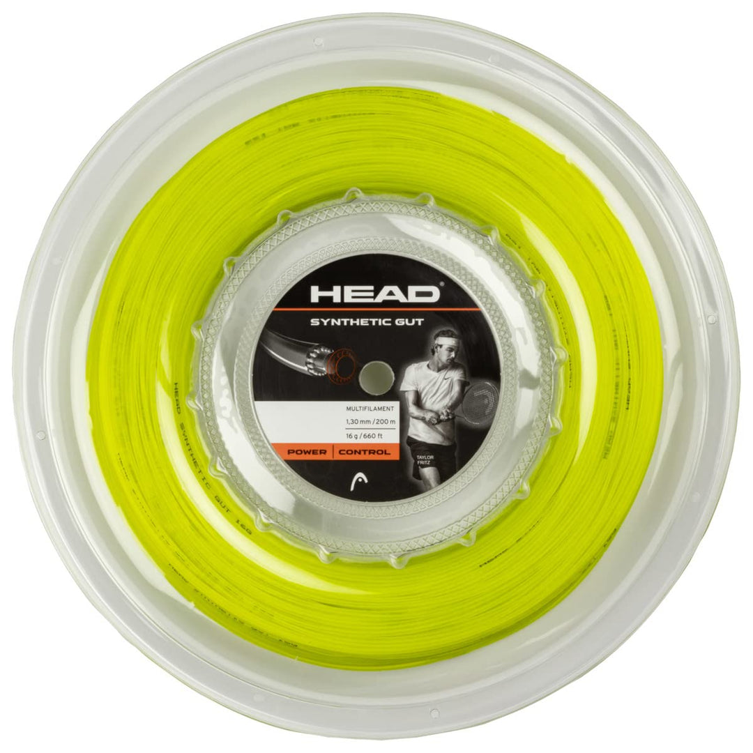 HEAD Unisex-Adult Synthetic Gut (200m Reel) Tennis-Saite 1.30 mm / 16 g Gelb, 1.30 mm / 16 g Gelb