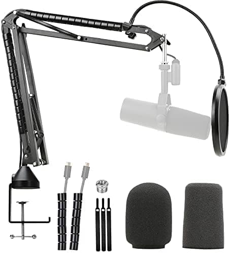 YOUSHARES Shure Sm7b Mikrofon Arm mit Pop Filter - Verbesserte Heavy Duty Mic Ständer Boom Arm mit 2
