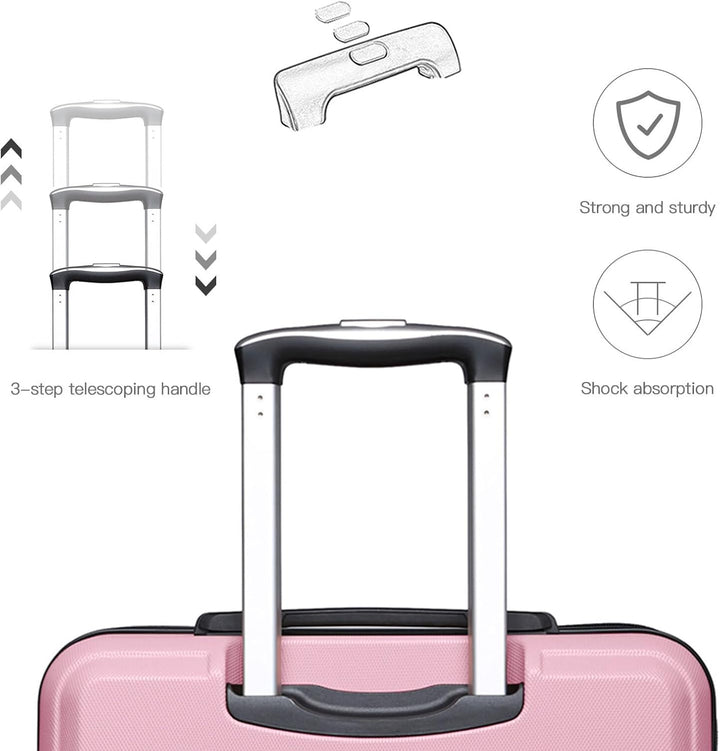 KONO Koffer Hartschale Handgepäck Trolley 55x40x22cm Zwillingsrollen Reisekoffer mit TSA Schloss, 38