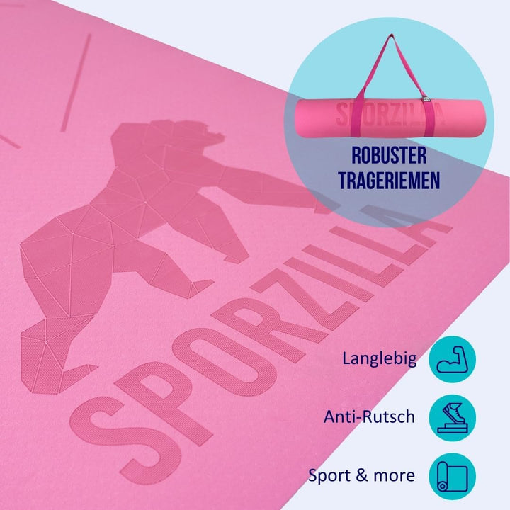 Premium XL Fitnessmatte, Yogamatte, extra breit 80 cm, 8 mm stark, rutschfest & schadstofffrei, mit