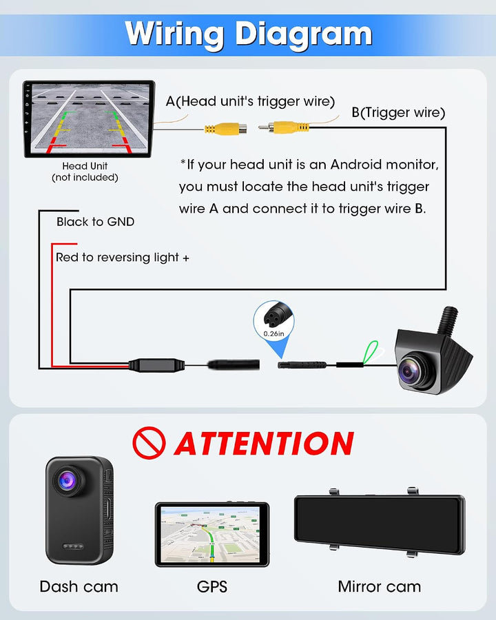 Rückfahrkamera AHD 1080P Rückfahrkamera Auto, 180° Weitwinkel Auto Rückfahrkameras 360° Drehbar Rück