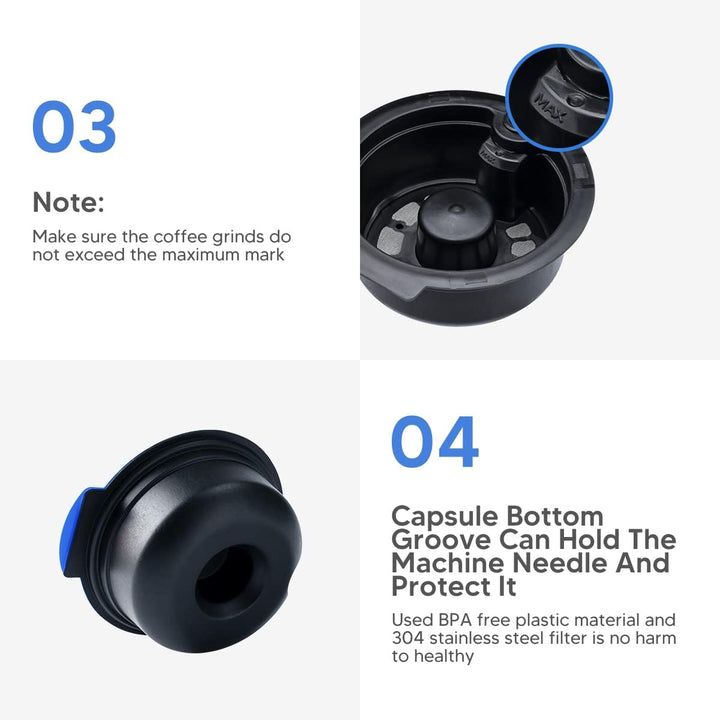 i Cafilas Wiederbefüllbare 2 Kaffeekapsel für Tassimo Bosch,Wiederverwendbare Refill-Kapsel 180ml+60