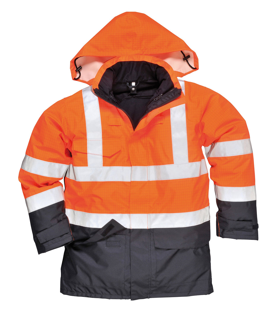 Portwest Bizflame Regen Warnschutz Multi-Norm Jacke, Grösse: S, Farbe: Orange/Marine, S779ONRS S Ora