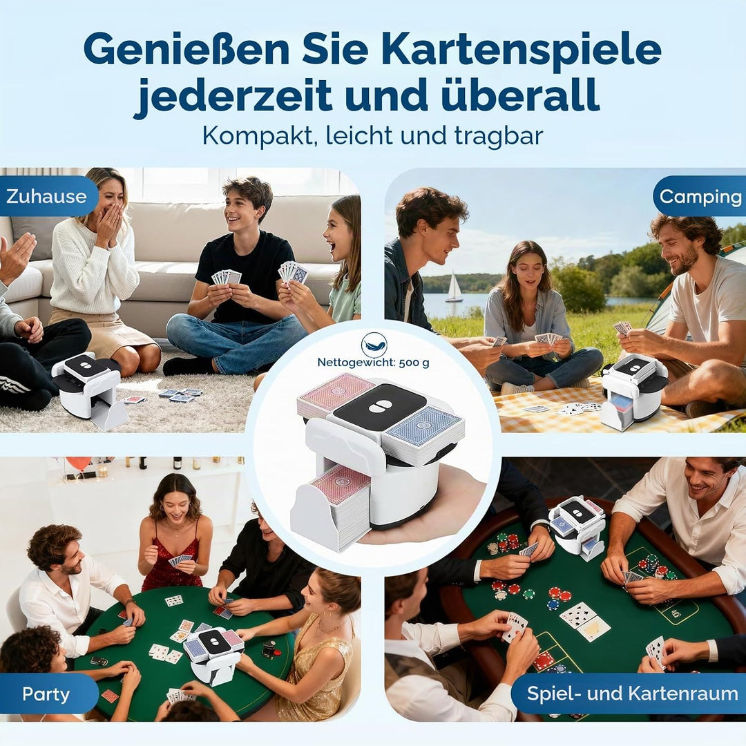 Kartenmischmaschine, Automatischer Kartenmischer für 1–4 Decks, Elektrische Mischmaschine Karten mit