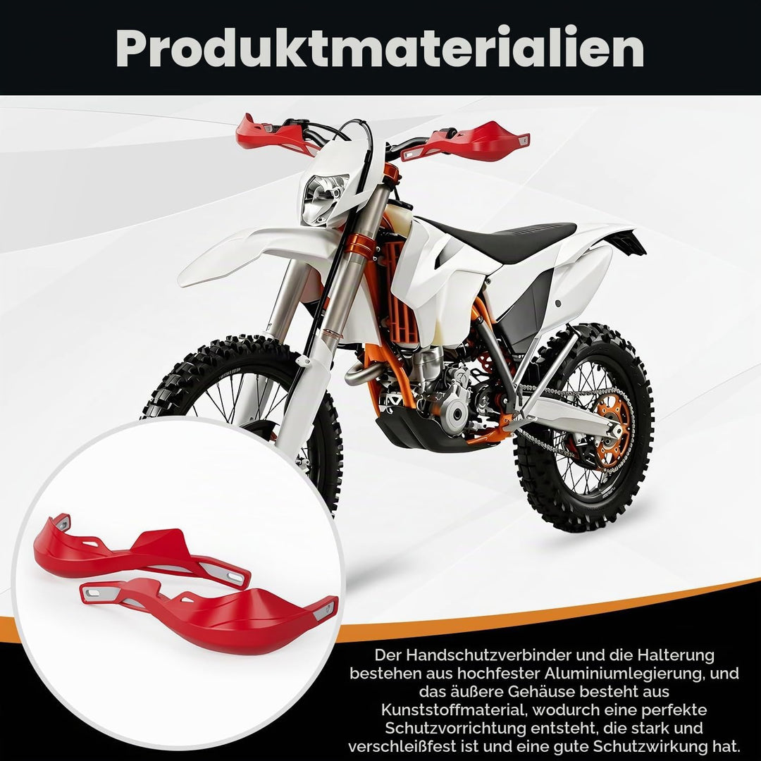 JFG Racing Universal-Handschutz für Motorräder, Dirt Bike, Handschutz für 22 mm / 28 mm Lenker ROT,