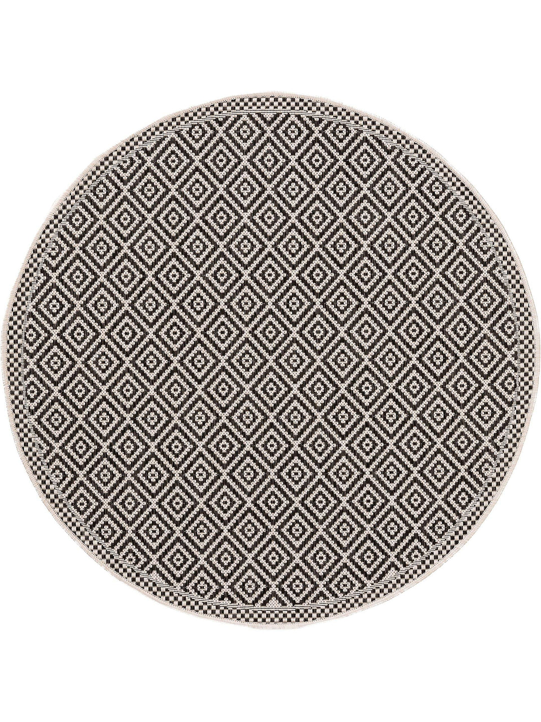 benuta Nest Teppich Cleo - Kunstfaser - Outdoor geeignet - Rund & im Style: Geometrisch, Zickzack, B