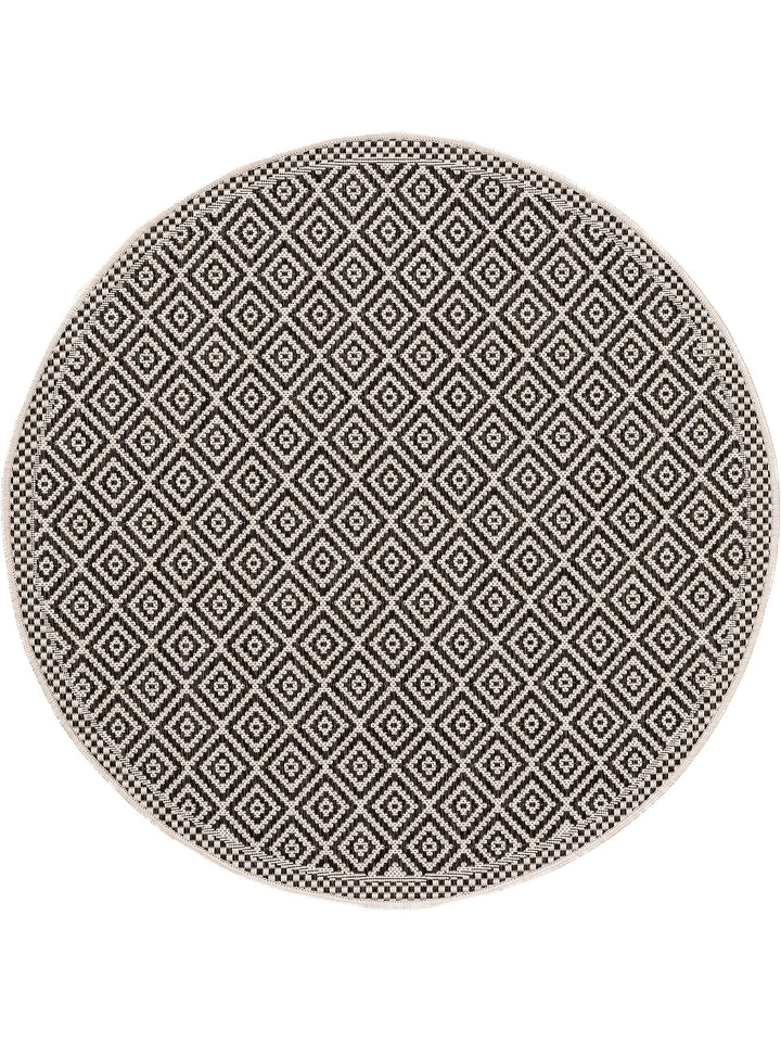 benuta Nest Teppich Cleo - Kunstfaser - Outdoor geeignet - Rund & im Style: Geometrisch, Zickzack, B