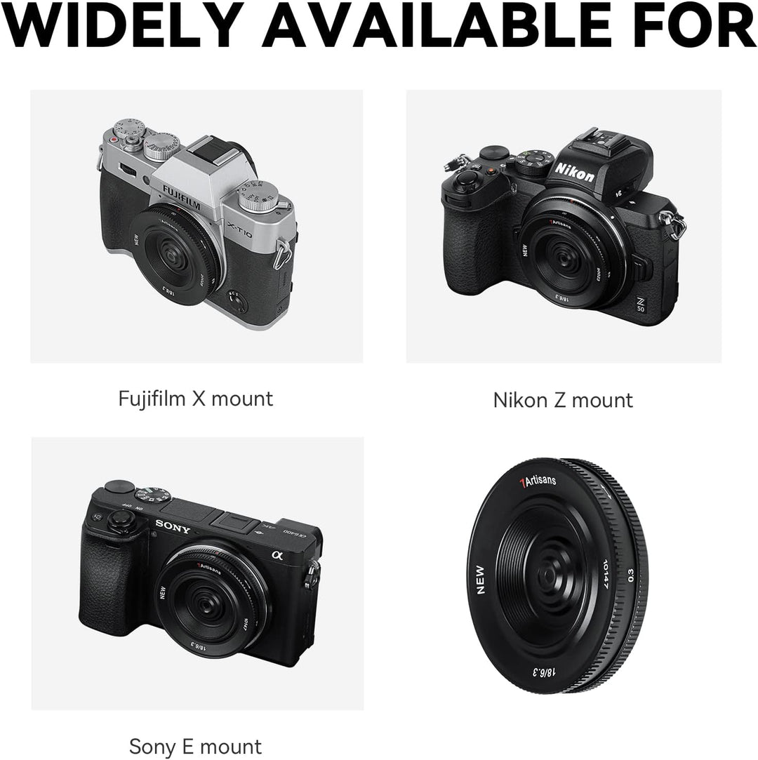 7artisans 18 mm F6.3 MFT M4/3 Objektiv, ultradünn, APS-C Prime Kompaktkamera, spiegellos, für Panaso